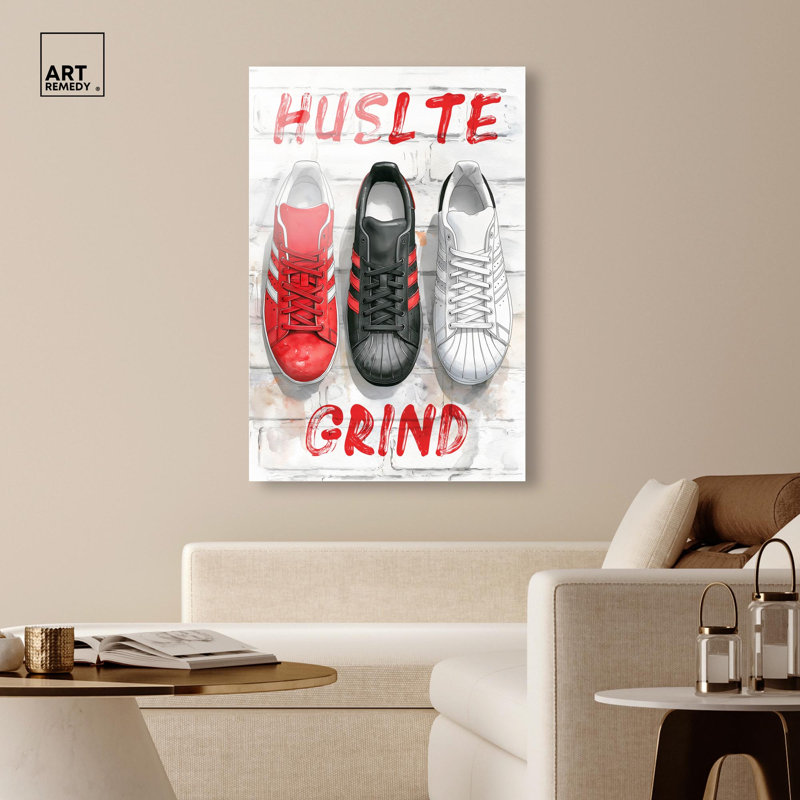 Art mural Sneaker Hustle Grind Brick, H 54 po x l 36 po