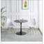 31.5"BLACK AND WALNUT Tulip Table Mid-century Dining Table for 2-4 people-2090084284-2090084258-2090084259