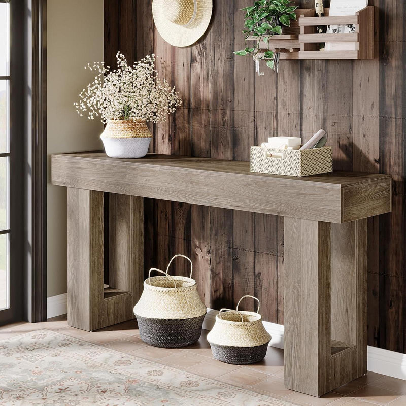 Console 63 pouces Farmhouse Console, Gris