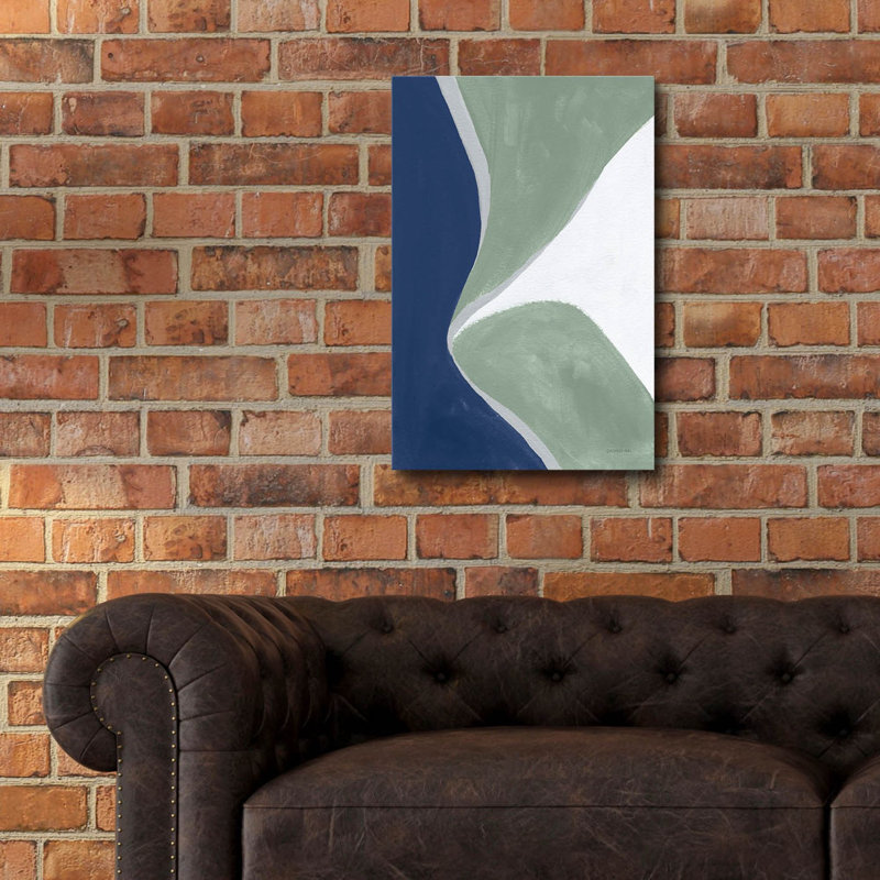 «Blue Green Abstract 3» par Danhui Nai, art mural en verre acrylique, H 24 po x l 16 po x P 0,2 po