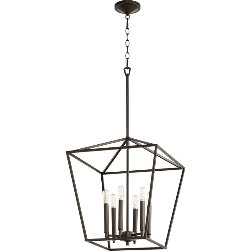 Arletta 6 - Light Dimmable Lantern Square / Rectangle Chandelier, Oiled Bronze