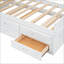 Lit simple en MDF-Contreplaqué avec prises de courant, lit gigogne extensible et amp; 3 tiroirs, blanc