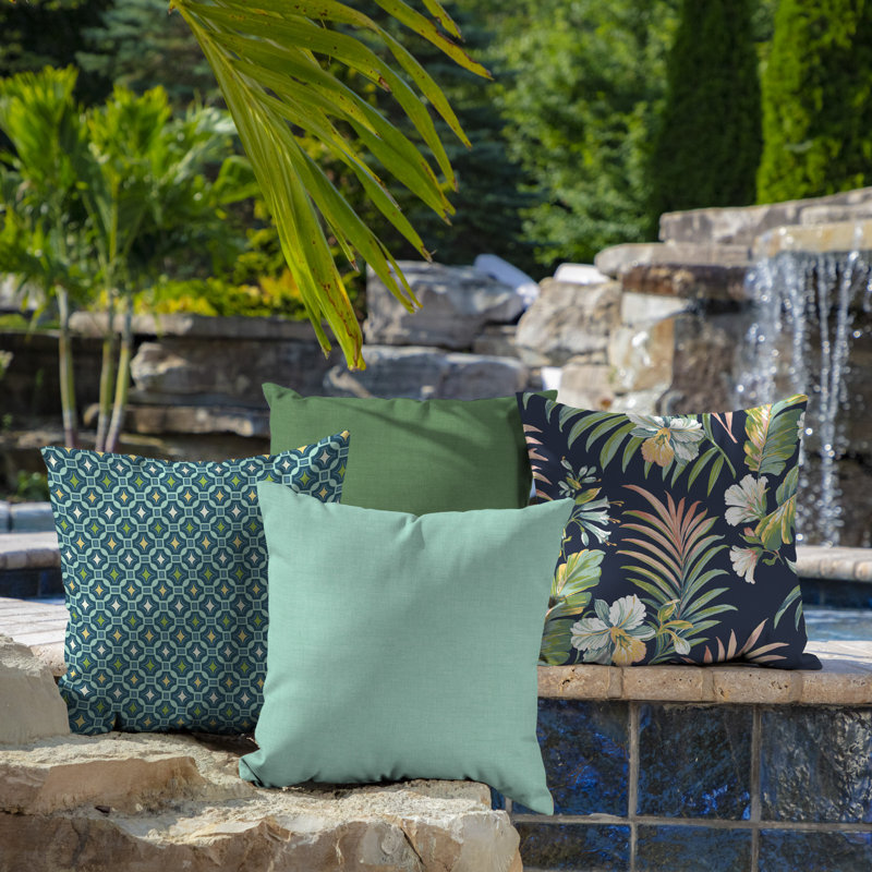 Housse et insert de coussin carré extérieur ARDEN Ruby, Turquoise couleur unie