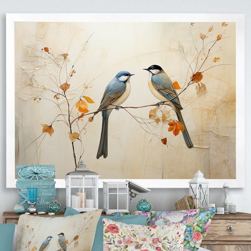 Oiseaux du paradis et fleurs simplicité IV, H 24 po x l 32 po x P 1 po, Blanc