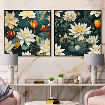 Fairwinds - Ensemble de 2 collages carrés floraux