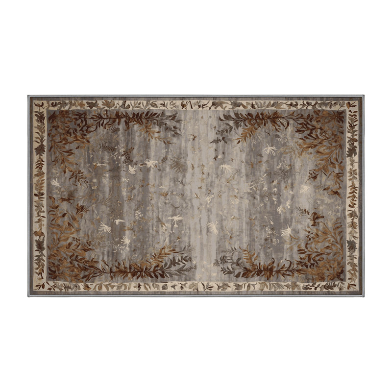 Tapis gris lavable à la machine, Rectangle 7 pi x 10 pi