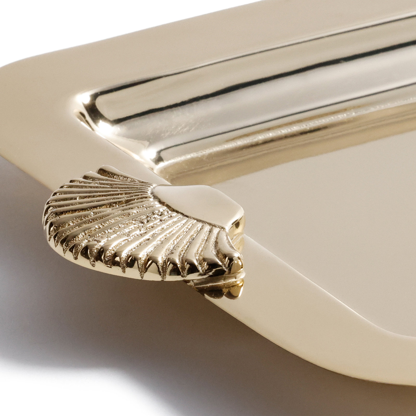 Stainless Steel Shell Serving Tray, Gold