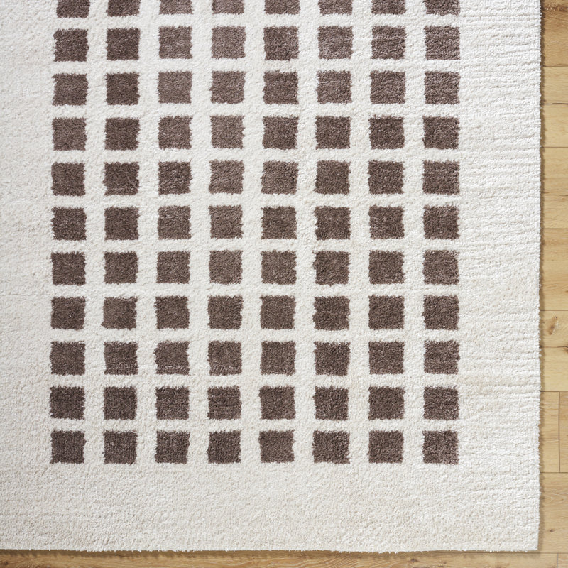 Machine Washable Shaggy Boho Dark Brown Area Rug, Rectangle 120 x 170cm
