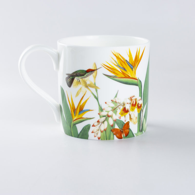 NE PAS EN GROUPE S'IL VOUS PLAÎT! Tasse à café en porcelaine tropicale Tropical Garden, Oiseau de paradis / jardin tropical