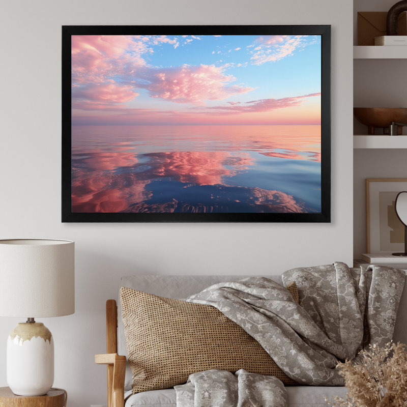 Ciel sérénité sur toile, H 16 po x l 32 po x P 1 po, Cadre simple noir