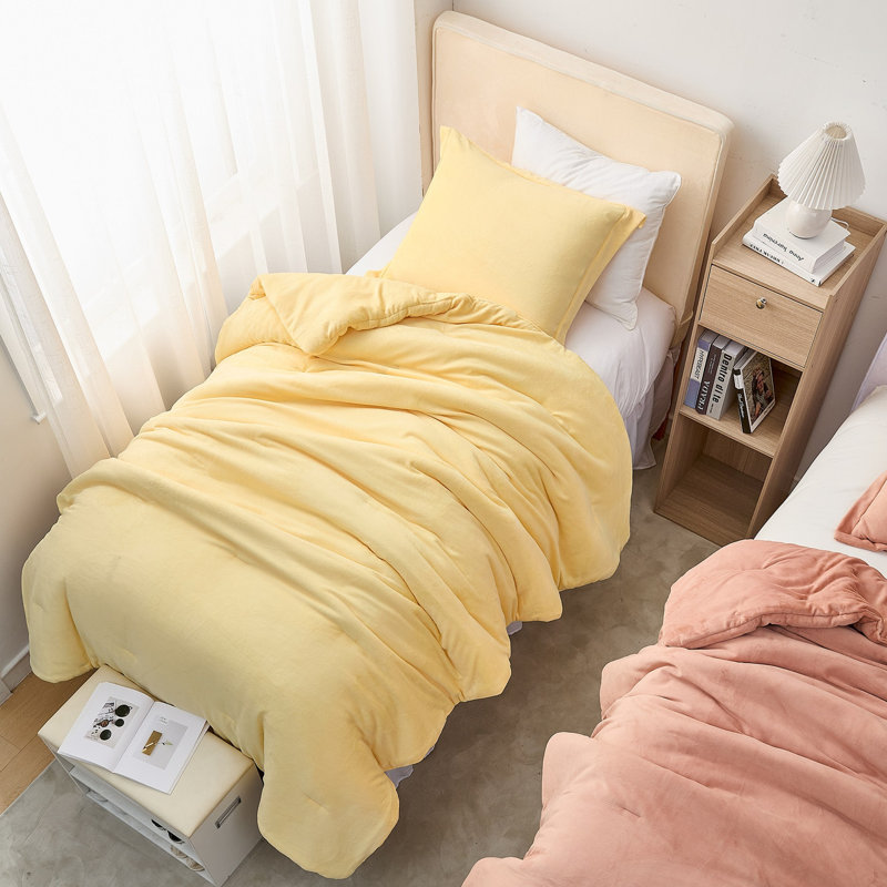 Softer Than Soft - Ensemble d'édredon surdimensionné à inducteur Coma, Édredon simple très long simple + 1 taie décora, Jaune