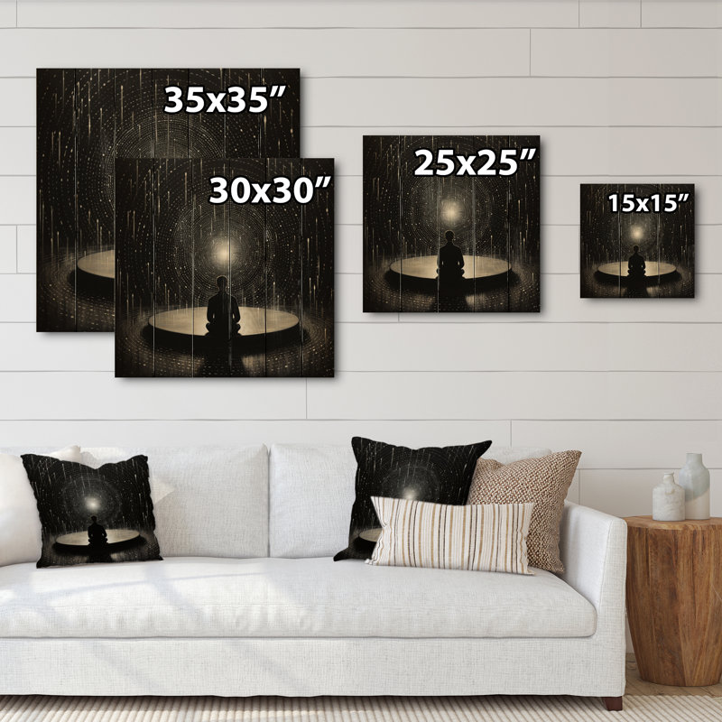 Harmonie d'esprit sur fond noir, jaune, jaune, H 35 po x l 35 po x P 0,78 po
