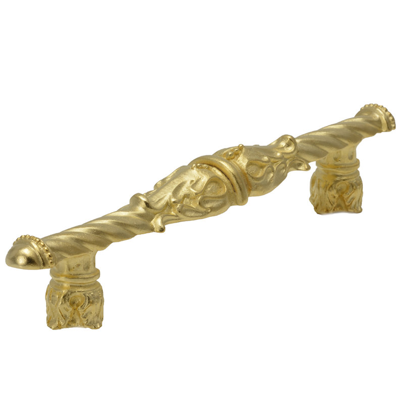 Acanthus 3 inches c.c. pull Romanesque style with column base in Gilded Mercury, Gold, 4"