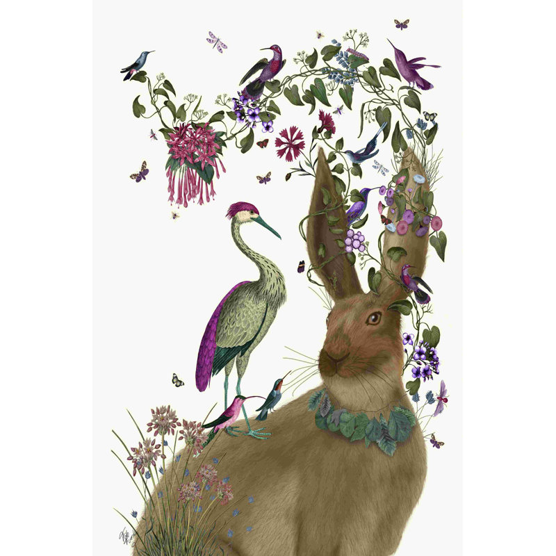 Hare, gardien des oiseaux et héron, H 18 po x l 12 po x P 1,25 po