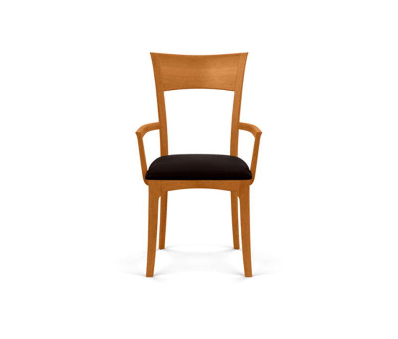 Ingrid 19.25'' H Upholstered Cherry Armchair, Natural Cherry, Ebony