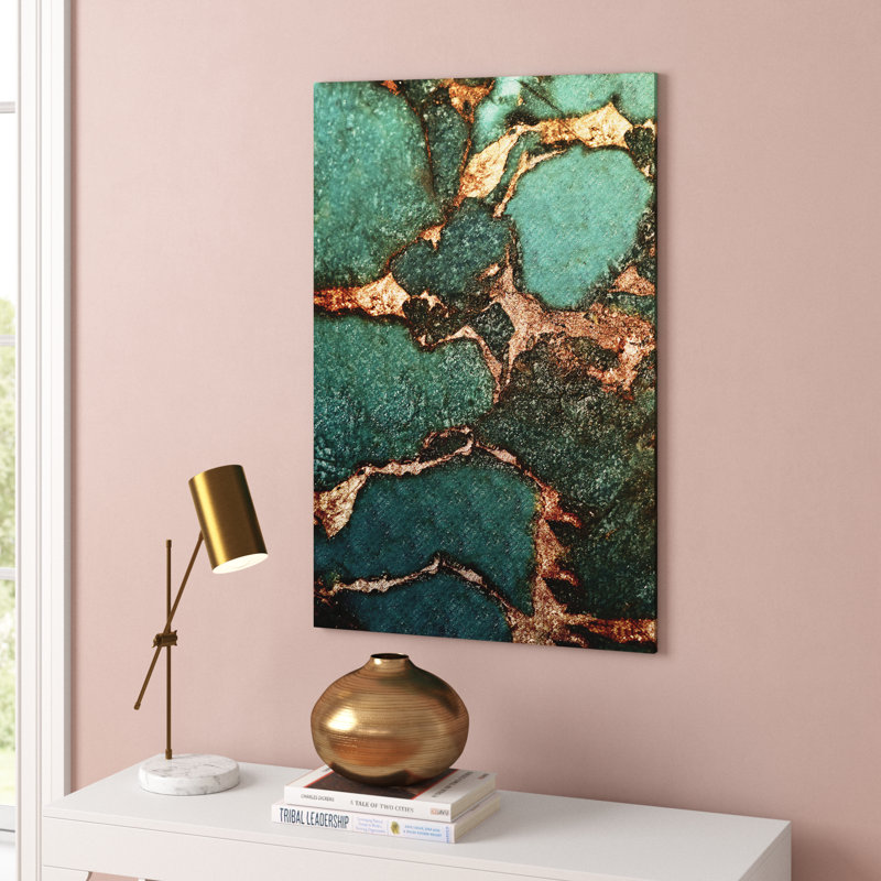 Gemstone And Gold - Emerald by Monika Strigel - Painting on Canvas, 66.04 cm H x 45.72 cm W x 1.91 cm D, No Frame