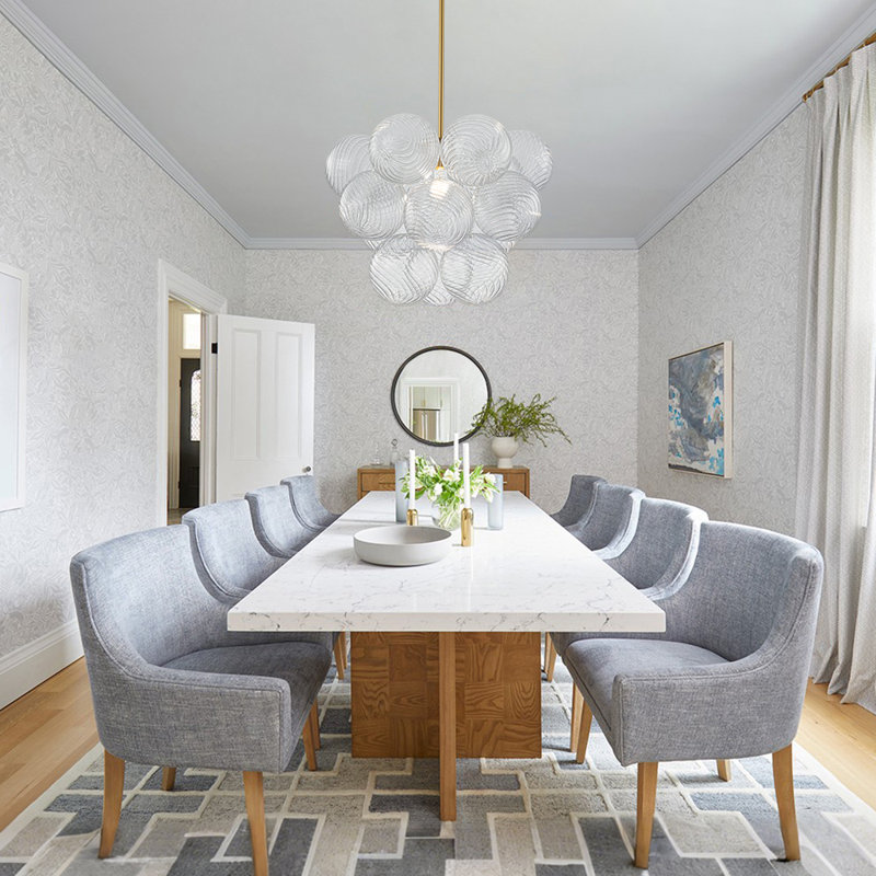 1-light Bubble Chandelier, Ribbed