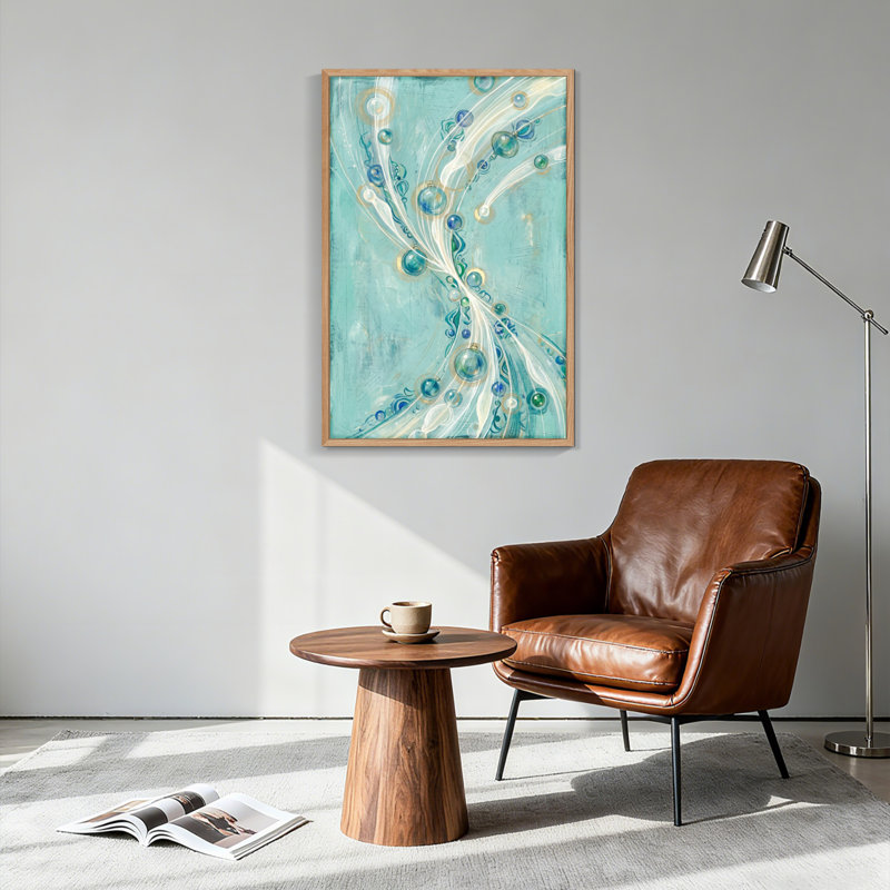Ensemble de 1 tableau abstrait sur toile « Vagues », 48"H x 36"W, Natural