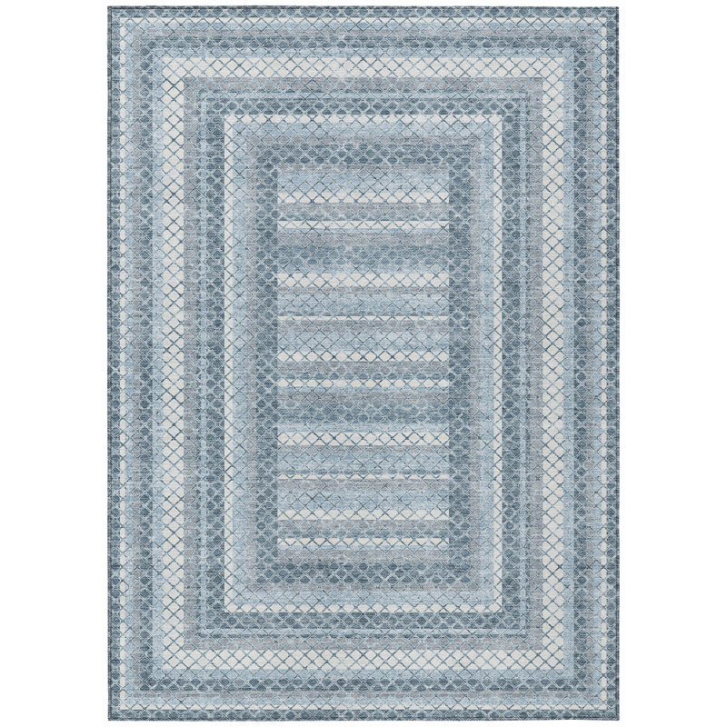 Tapis intérieur / extérieur lavable bleu et ivoire 9 pi x 12 pi denim