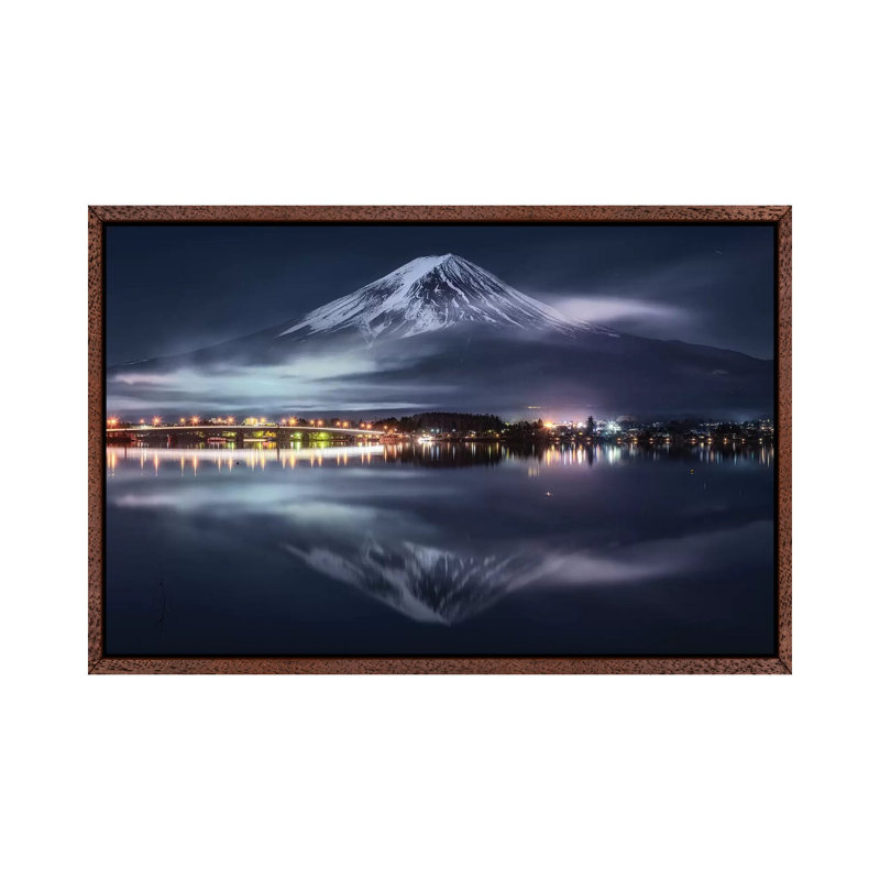 Mount Fuji XIX 1 Piece Wall Art on Canvas, 66.04cm H x 101.6cm W x 3.81cm D, Classic Brown Wood Framed