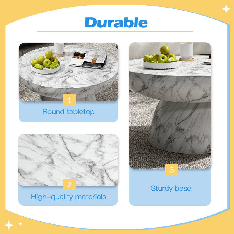 Table basse en faux marbre pour une utilisation intérieure et extérieure