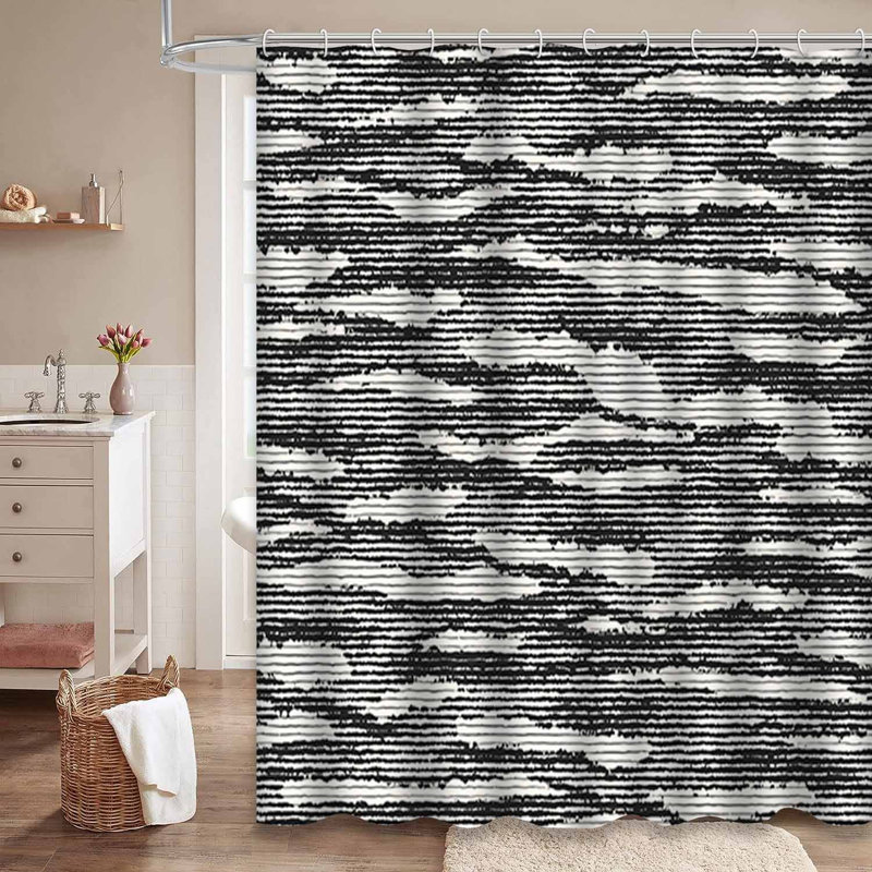 Rideau de douche aquarelle à rayures abstraites avec 12 crochets, L 72 po x l 84 po
