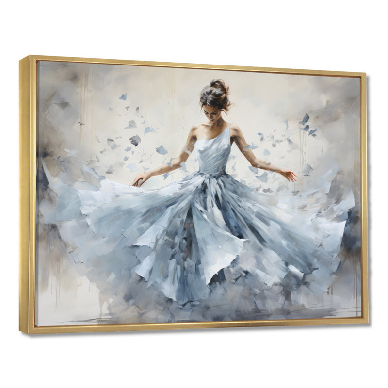 Blue Ballet Dance I - Ballet, impressions encadrées, H 16 po x l 32 po x P 1 po, Cadre flottant doré