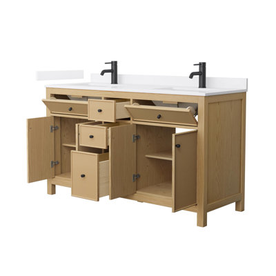 Pendry 60" Freestanding Double Bathroom Vanity with Cultured Marble Top