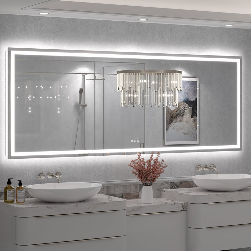 Miroir de salle de bain Molly Framelss, 84 po x 32 po, Transparent