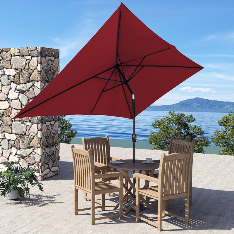 3M Large Square Paraso with UV, Garden Sun Shade Canopy Patio Outdoor Umbrella, Red