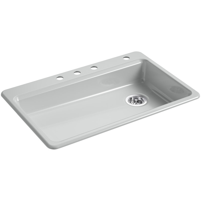 Riverby 33" L x 22" W Top Mount Single Bowl Kitchen Sink, Ice Grey