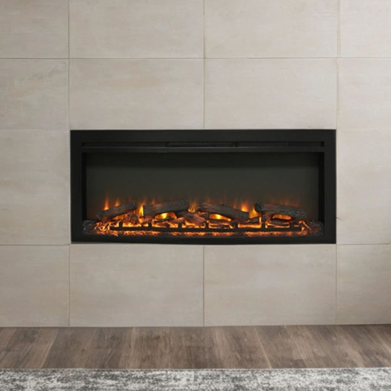 44 inch wall recessed electric fireplace with remote and Imitation Flame , LED light heater