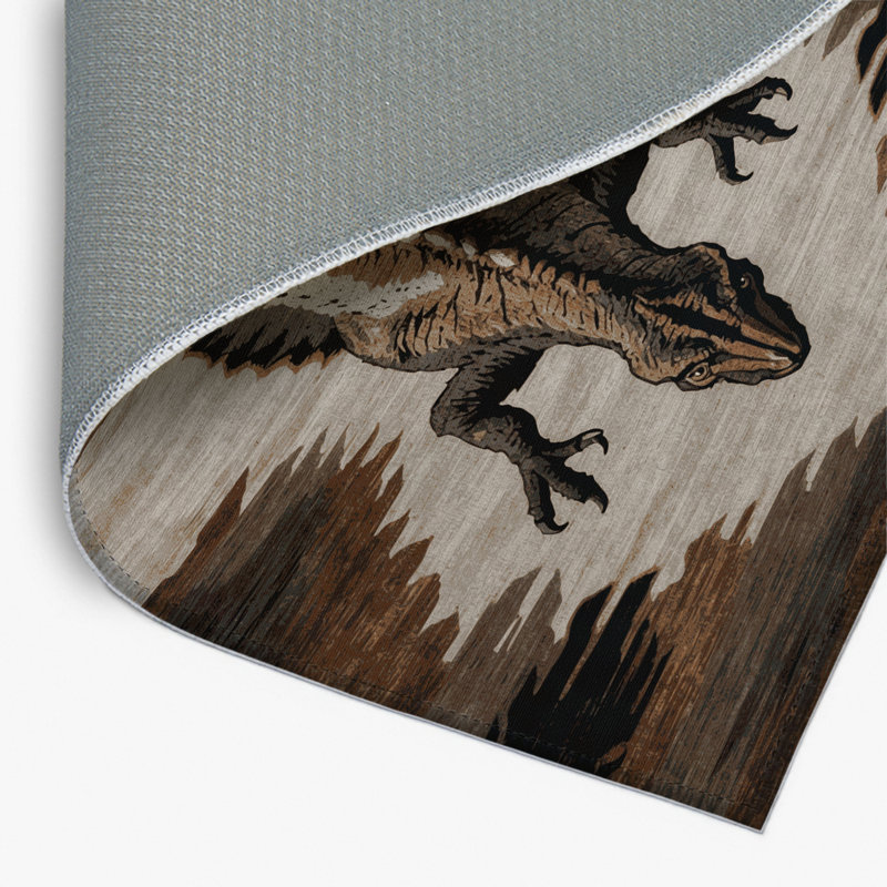 Tapis brun intérieur et extérieur Dinosaurs, Rectangulaire 2 pi x 3 pi
