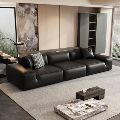Italian Simple Black Sofa
