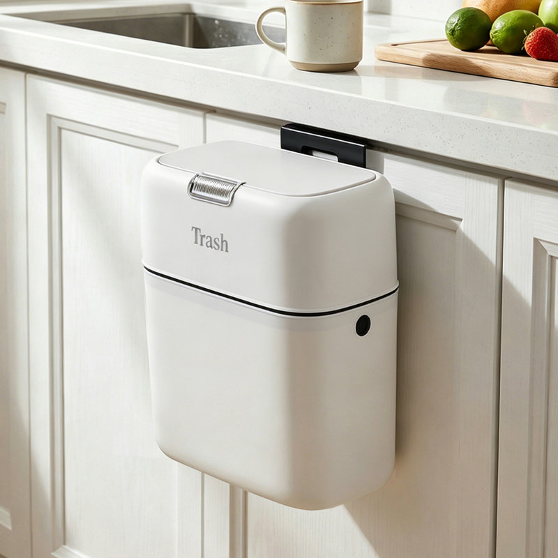 Kitchen Rubbish Bin - 9 L, White；sliver