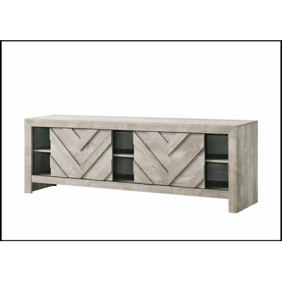Rustic Geometric Design Entertainment Console TV Stand, Perfect for Modern and Traditional Interiors with Ample Storage