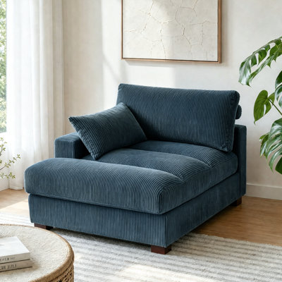 Chaise longue surdimensionnée en velours côtelé avec accoudoirs et coussins Bentura