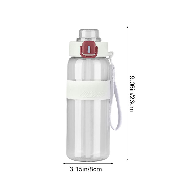 Bouteille d'eau de sport de grande capacité Bouteille d'eau de sport portative et extérieure, Blanc