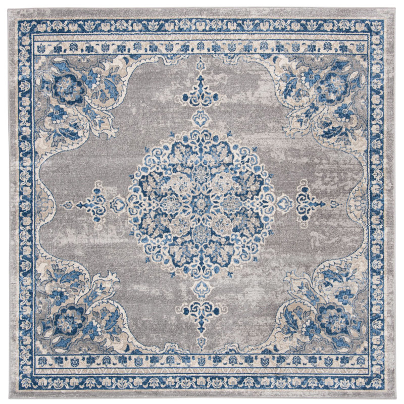 Barcus Light Gray/Blue Rug, Square 3'