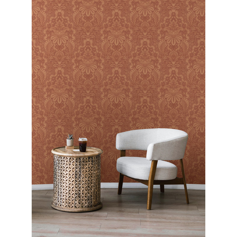 Papier peint damassé à motif floral Lizzy de Seabrook, Rouge persan