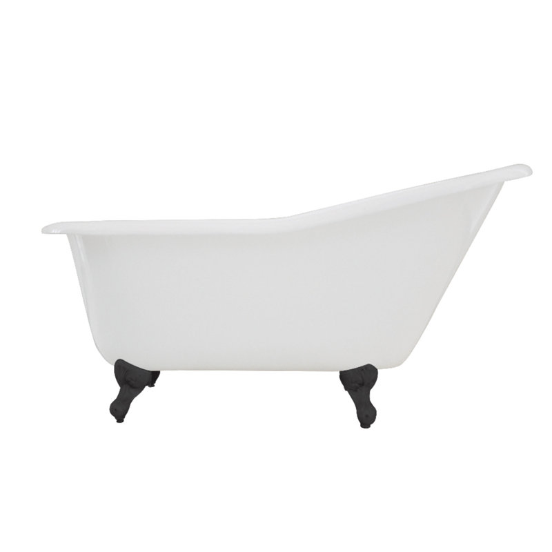 Kingston Brass Aqua Eden 60-Inch Cast Iron Oval Single Slipper Clawfoot Tub (No Faucet Drillings), Matte Black
