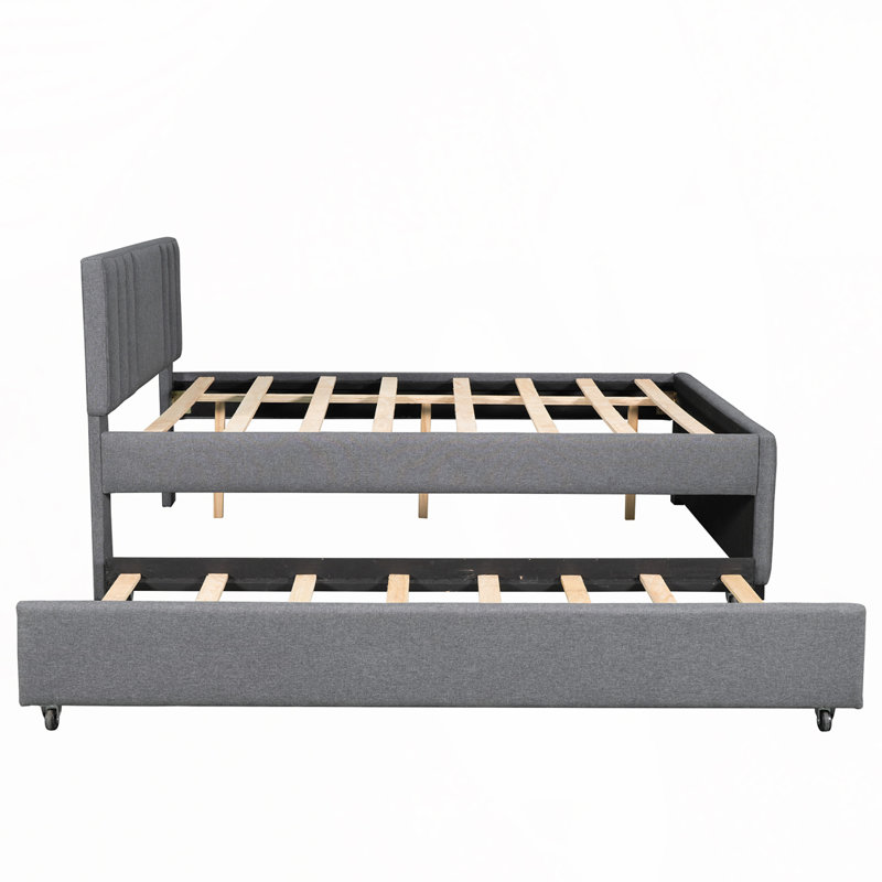 Lit plateforme tapissier avec lit gigogne