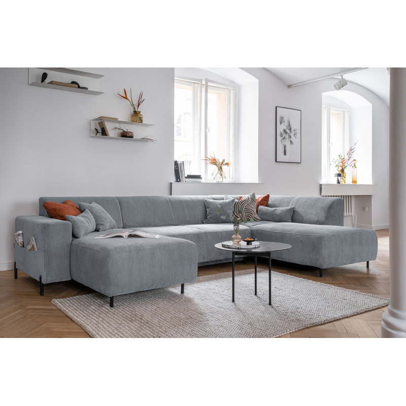 Cuddly Mia Corner Sofa Bed U-Form, Right facing, Light Grey