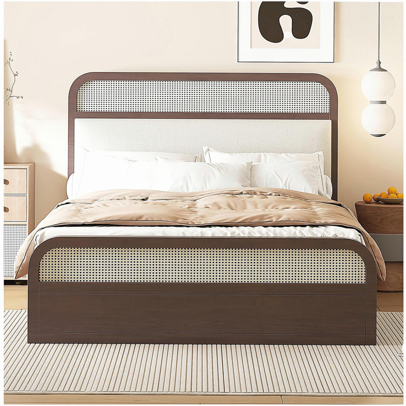 Grand lit plateforme en bois avec lit gigogne et 2 tiroirs, espresso