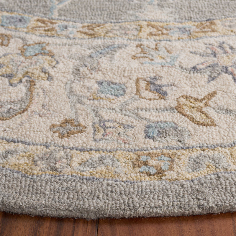 Martha Stewart Hand Tufted Wool Cotton Oriental Rug in Ivory/Gray, Round 6"