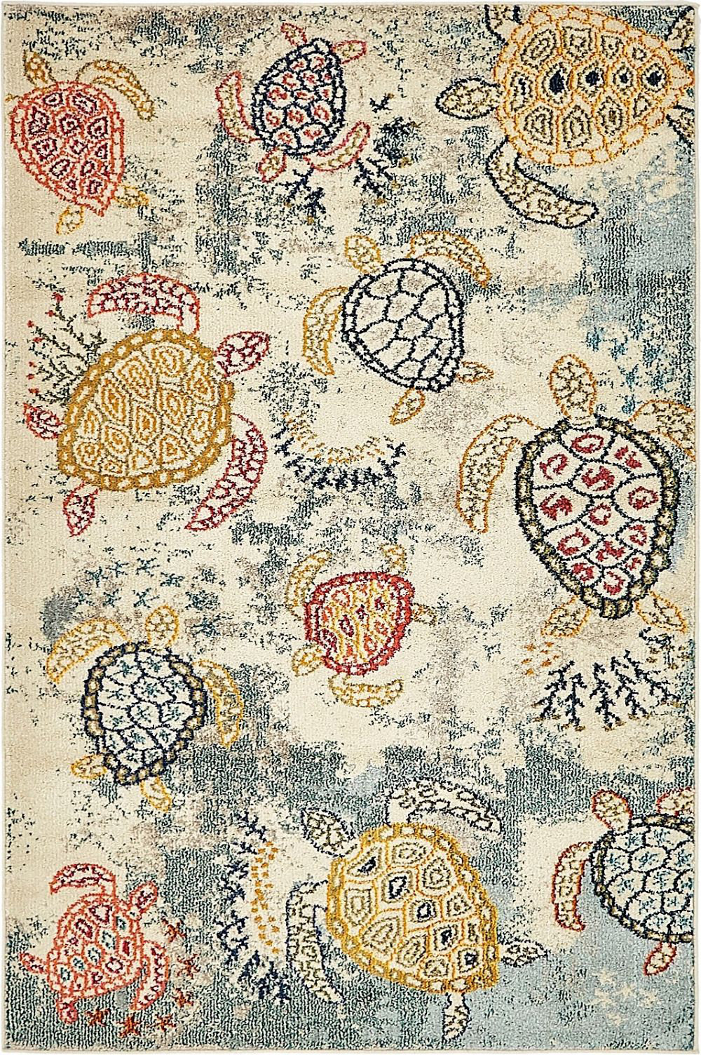 Hydrus Collection Area Rug Highland Dunes Higley Abstract Blue/Cream Area Rug | Wayfair