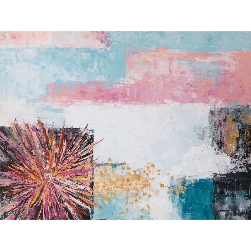 «Pink Mint Julep» par Lisa Daniels - Peinture, Toile tendue, H 24 po x l 32 po