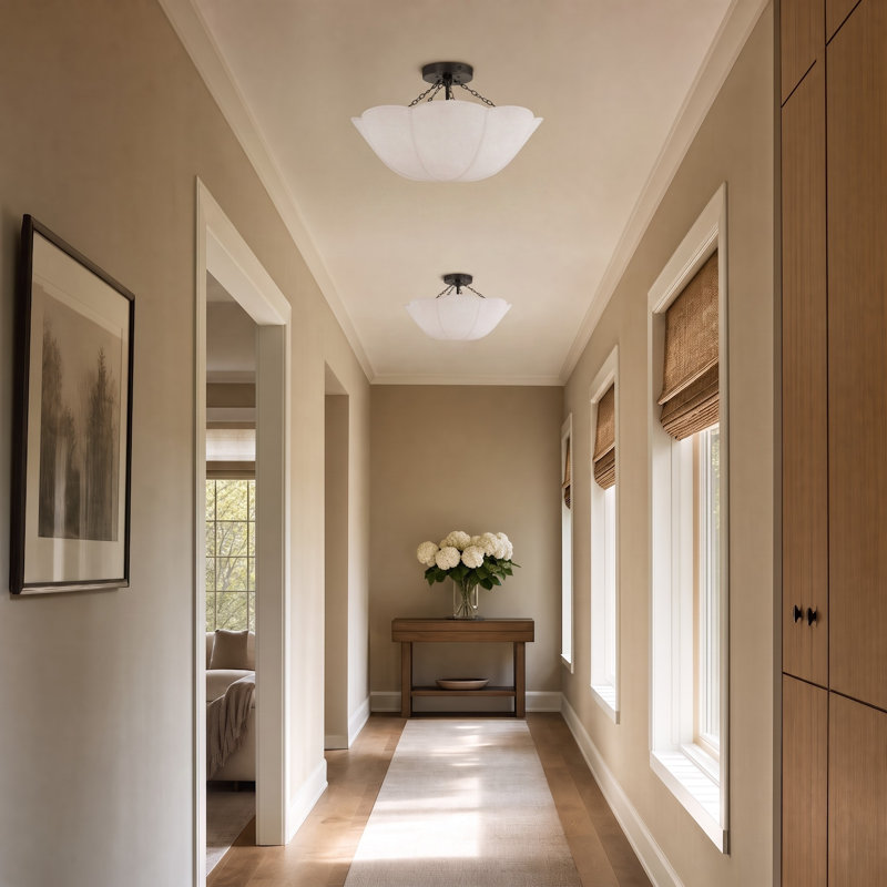 2 - Light Semi Flush Mount, Aged Iron