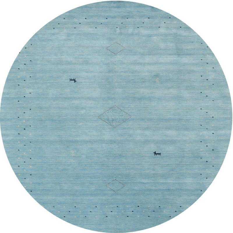 Tapis de zone bleu contemporain, Rond 4 pi
