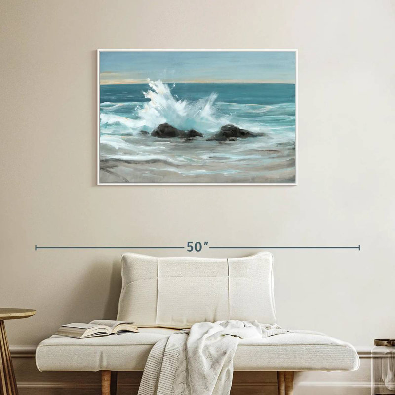 Crashing Wave II, Cadre flottant blanc, 37 po x 25 po